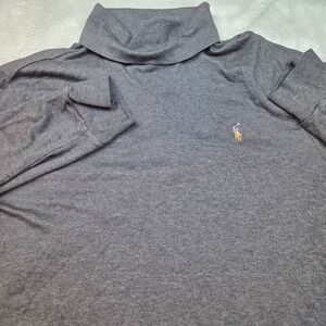 Polo Ralph Lauren Turtleneck Mens XL Charcoal Gray Cotton Long Sleeve Shirt